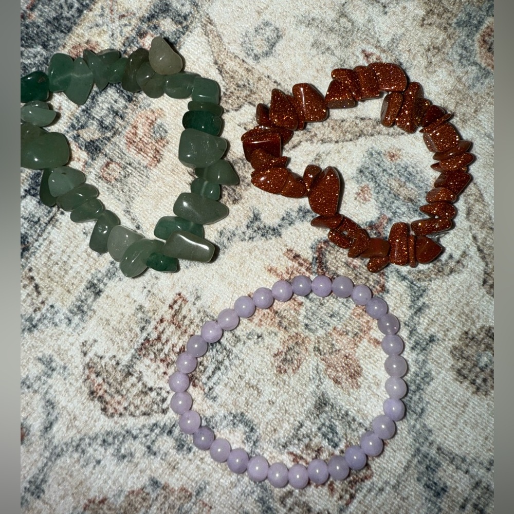 3 stretchy stone bracelets